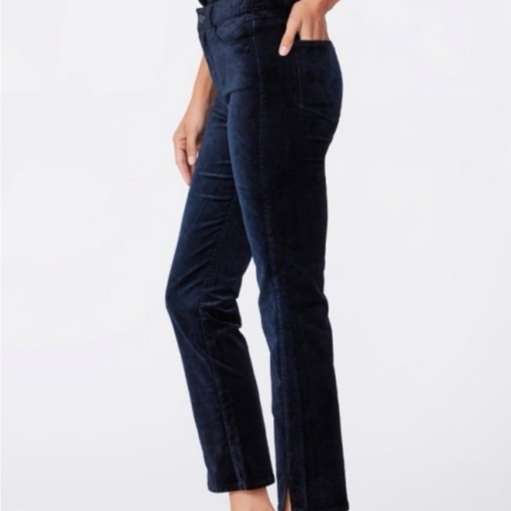 PAIGE Navy Cropped Corduroy Ankle Pants